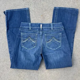 Photo of Ariat 30R REAL Mid Rise Stretch Original Boot Cut Whipstitch Blue Jeans 10011683