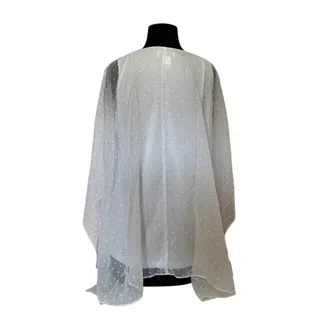 Photo of Peck & Peck White w/ Gold Dots Sheer Flutter Sleeve Top - L