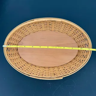 Photo of Longaberger Oval Serving Tray Basket Woven Wood Basket Vintage Serving Tray Oval Basket Bread Fruit Platter Woven Wood Serving Basket