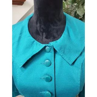 Photo of Tulle Womens Blue 100% Cotton Single Breasted Six Button Blazer Coat Size XS