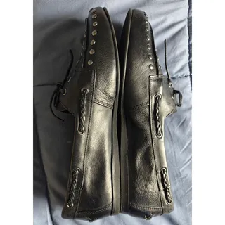 Photo of Lucky Brand Black Studded Leather Loafers Slip-On Flats - Size 8.5 - New In Box