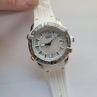 Photo of Elini Barokas Womens Watch 20005 White Dial Silver Case White Silicone Swiss