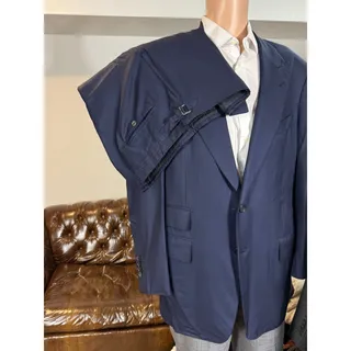 Photo of Tom Ford Navy Blue Wool 2Pc Suit Peak Lapel Windsor 56L 46L 38x30 Trousers