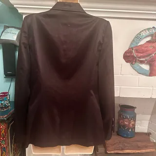 Photo of VINTAGE ANN DEMEULEMEESTER $1,850 ANTWERP SIX ESPRESSO SATIN BLAZER JACKET