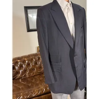 Photo of Tom Ford Navy Blue Cashmere Mohair peak Lapel Blazer Suit Jacket 56IT 44R US Men