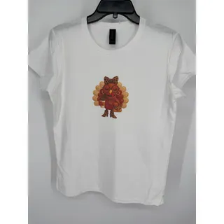 Photo of Gildan Softstyle White Turkey Leopard Bow Graphic T-Shirt Women’s Medium
