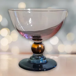 Photo of Vintage MCM Blush & Smoke Art Deco Glass Cocktail Coupes (2) | Rose Copper Teal