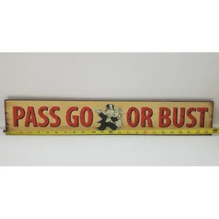 Photo of MONOPOLY Wooden Hanging Sign, OPEN ROADS HOME ACCENTS - PASS GO OR BUST