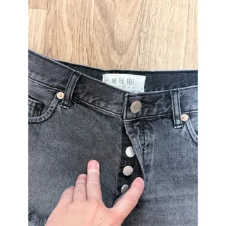 Photo of Free People We The Free Black Denim Cut Off Shorts Button Fly Distressed 28"