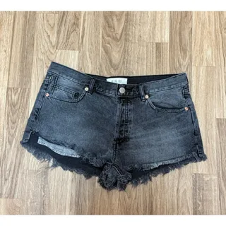 Photo of Free People We The Free Black Denim Cut Off Shorts Button Fly Distressed 28"