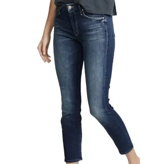 Photo of Mother Denim Blue Medium Wash Stretch The Looker Crop On The Edge Size 24