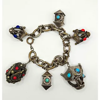 Photo of Vintage Etruscan Revival Style Charm Bracelet See Photos