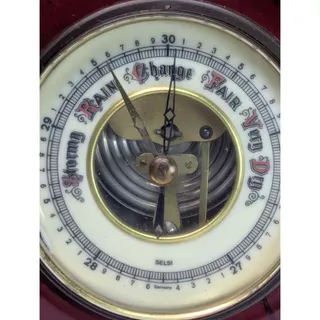 Photo of Vintage SELSI Aneroid Barometer Wall Hanging Weather Gauge Wood Case-Untested