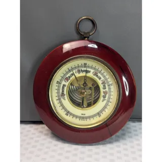 Photo of Vintage SELSI Aneroid Barometer Wall Hanging Weather Gauge Wood Case-Untested