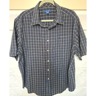 Photo of Puritan Shirt Mens 2XL Navy Blue Plaid Short Sleeve Button Up Casual 50-52 XXL