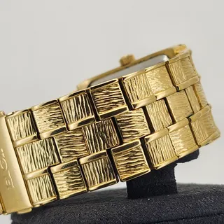 Photo of Elgin Gold Tone Diamond Accent Rectangle Dial Quartz Watch Base Metal Band