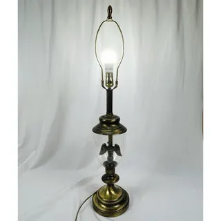 Photo of Vtg Brass Federal Table Lamp with Eagle Inside Glass Urn 34” Americana 250th