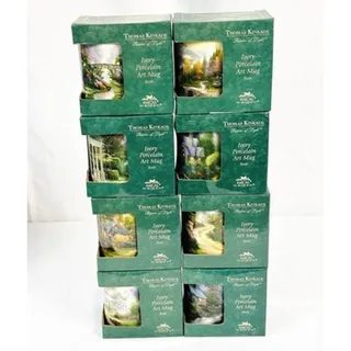 Photo of Thomas Kinkade Painter Of Light AMCAL Porcelain Art Mug Lot of 8 Different Mugs