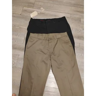 Photo of lot of 2 Van Heusen, Haggar Men's dress Pants pleated Sz 42X30, 32 black & brown