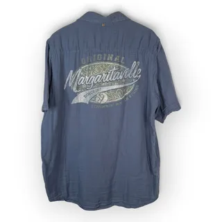 Photo of Margaritaville Tasso Elba Mens XL Blue Cotton Button Down Camp Shirt Graphic