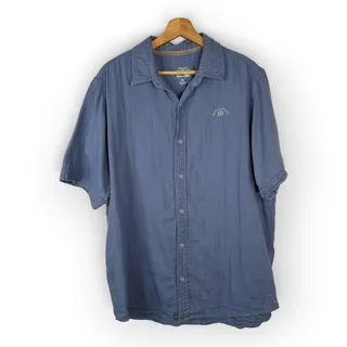 Photo of Margaritaville Tasso Elba Mens XL Blue Cotton Button Down Camp Shirt Graphic