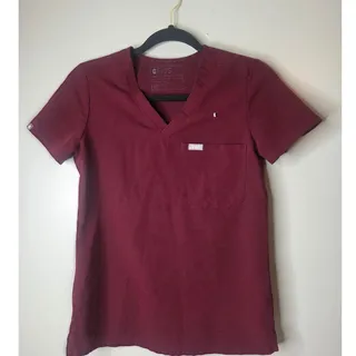 Photo of Figs Technical Collection Women Size XS Maroon Short Sleeve Scrub Top One Pocket