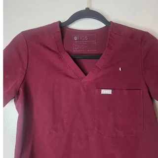 Photo of Figs Technical Collection Women Size XS Maroon Short Sleeve Scrub Top One Pocket