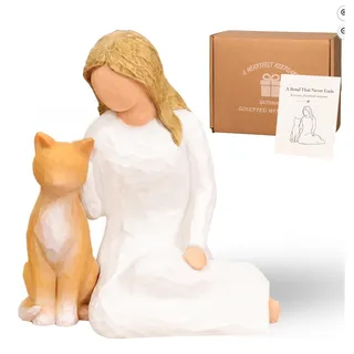 Photo of Cat Memorial Girl Figurine Only - Cat Not Included - Incomplete Set
