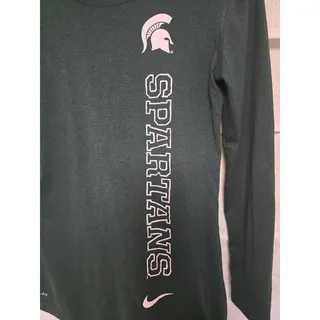 Photo of Nike Michigan State Spartans Mens S Small Dri-FIT Long Sleeve Shirt Green NCAA