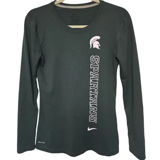 Photo of Nike Michigan State Spartans Mens S Small Dri-FIT Long Sleeve Shirt Green NCAA