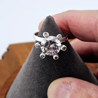 Photo of Vintage Silver 925 Marked Ring with White Topaz Stone