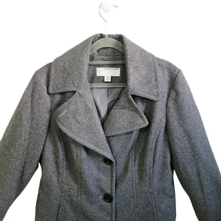 Photo of Anne Klein Women's Size S Longline Peacoat Gray Wool Blend Fall Academia NWT 