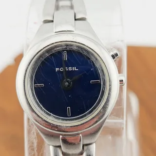 Photo of Fossil Women's BIG TIC Watch Dark Blue Dial Silver Link Band ES-9649 Classic