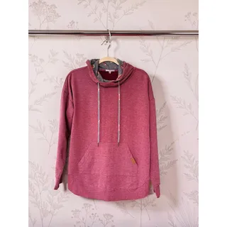 Photo of Maurices Womens Medium Burgundy Floral Cowl Neck Hoodie Pullover Sweatshirt