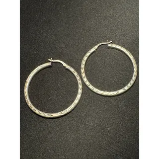 Photo of Vintage 925 Hanin Hammered Cross Hatch Round Hook Earrings