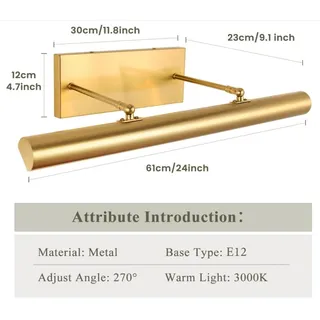 Photo of 24" Gold Picture Lights Hardwired 3-Light Adjustable Wall Sconce 2 Pack