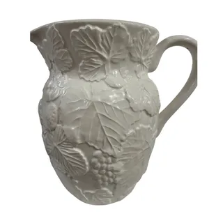 Photo of VINTAGE Pacific Rim Grape Pitcher 48oz White Ceramic Discontinued Farmhouse Vase