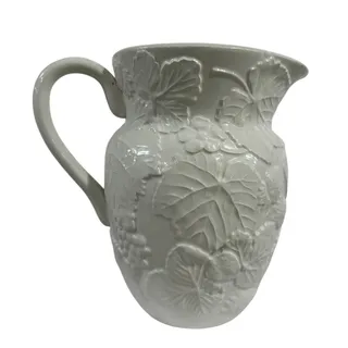 Photo of VINTAGE Pacific Rim Grape Pitcher 48oz White Ceramic Discontinued Farmhouse Vase