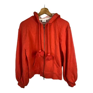 Photo of Cabi Womens Small Tangerine Deluxe Zip Up Hoodie Orange Zip Front Sweatshirt
