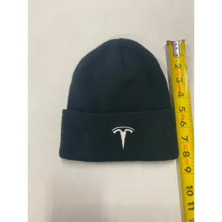 Photo of Tesla Logo Beanie Hat Port and Company Black Knit Pre Owned