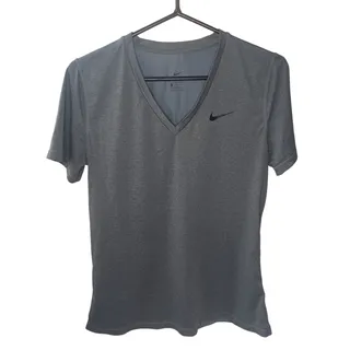 Photo of Nike Dri-FIT Gray V-Neck Athletic T-Shirt Women's L