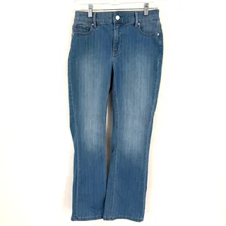 Photo of White House Black Market Womens 0 High Rise Kick Flare Jeans Stretch Blue Denim