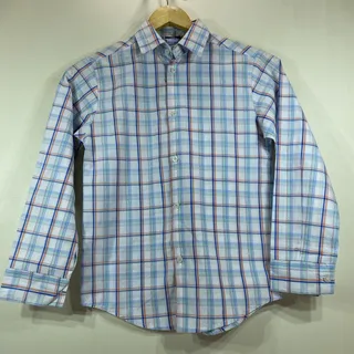 Photo of Izod Long Sleeve Multi Colored Button Up Checked Shirt Boys Size 10 32” Chest