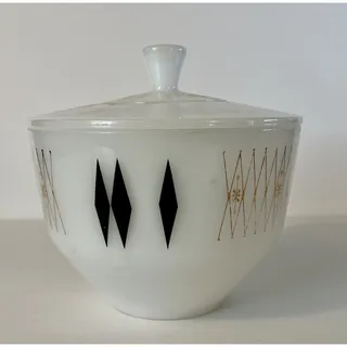 Photo of Federal Glass Vintage 70's BLACK DIAMOND 2 1/2 Quart Casserole Bowl w Lid EUC