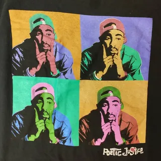 Photo of Poetic Justice Tupac T Shirt Men Size 2XL Black Pop Art Graphic 2Pac Movie Promo