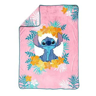 Photo of Disney Lilo & STITCH Tropical Floral Kids Throw Blanket-62 x 90-Microfiber-Pink
