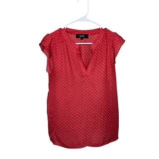 Photo of Lipslide Women’s Large Red Mini Heart Print Flutter Sleeve Blou