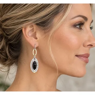 Photo of Tacori Sterling 18k Onyx Briolette Link Dangle Earrings