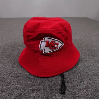 Photo of Kansas City Chiefs Hat Bucket Mens XL Red NFL Football New Era Chin Strap