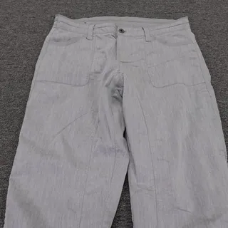 Photo of Kuhl Cabo Pants Womens 12 Short Gray Herringbone Lightweight Linen Blend Casual